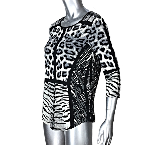 13. Multiples Zebra Leopard Print Top Sz XS Black Gray - Picture 5 of 5